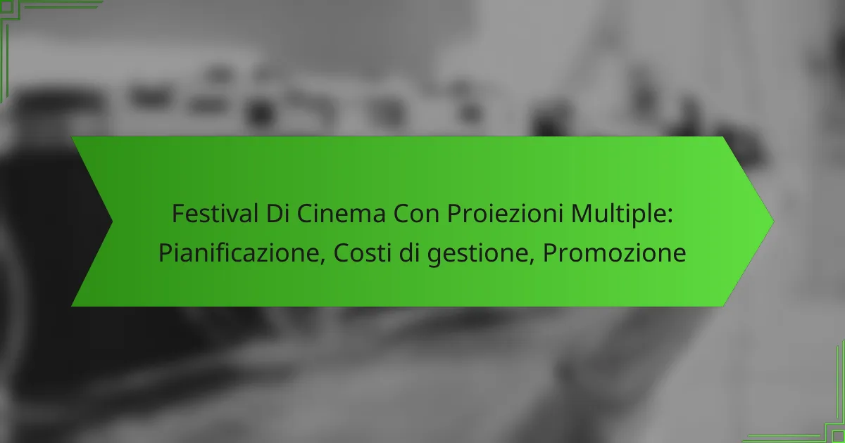 Festival Di Cinema Con Proiezioni Multiple: Pianificazione, Costi di gestione, Promozione