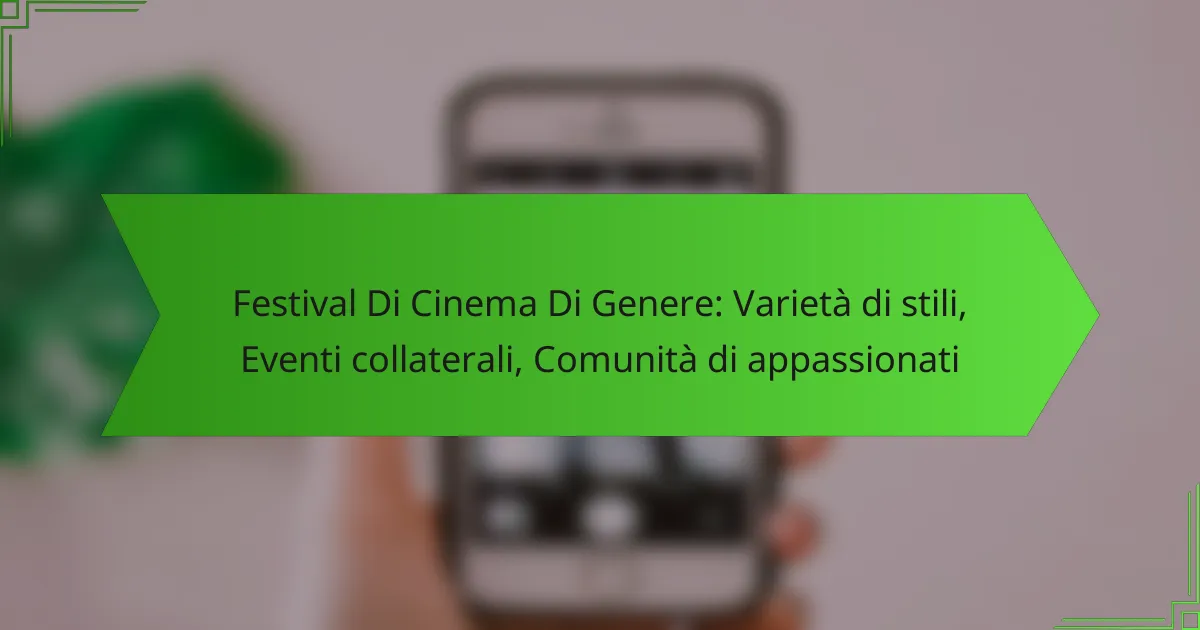 Festival Di Cinema Di Genere: Varietà di stili, Eventi collaterali, Comunità di appassionati