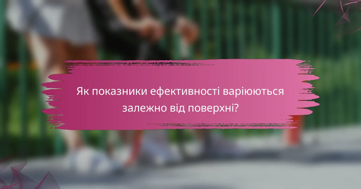 Як показники ефективності варіюються залежно від поверхні?