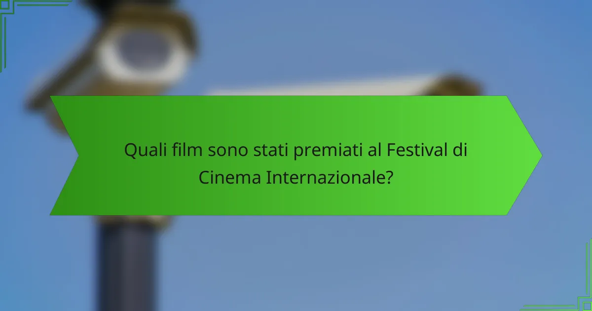 Quali film sono stati premiati al Festival di Cinema Internazionale?
