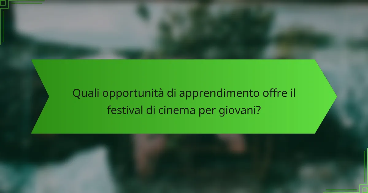 Quali opportunità di apprendimento offre il festival di cinema per giovani?
