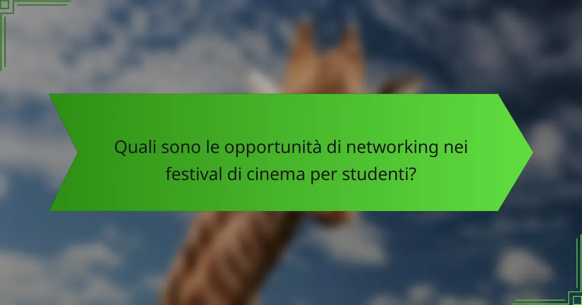 Quali sono le opportunità di networking nei festival di cinema per studenti?
