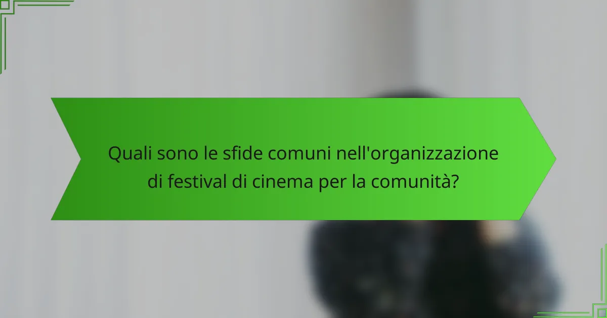 Quali sono le sfide comuni nell'organizzazione di festival di cinema per la comunità?